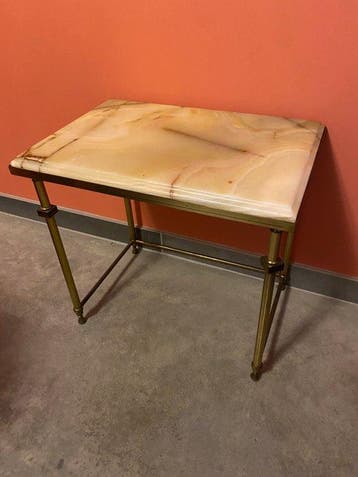 Bijzettafel - Onyx, Messing - Vintage bijzettafel