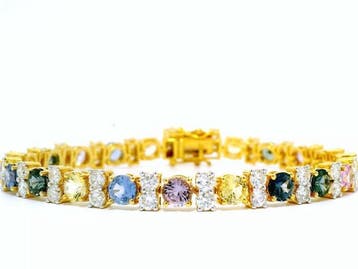 Armband - 14 karaat Geel goud - 9.74ct. tw. Saffier -, Nieuw