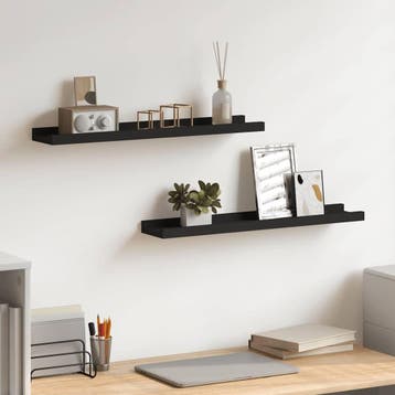 vidaXL Fotoplanken 2 st 60x9x3 cm MDF zwart, Verzenden, Nieuw
