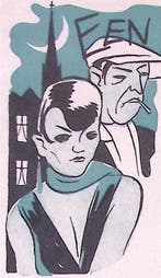 Twee personen met kerk en maan in zwart en blauw (Lithos), Verzenden