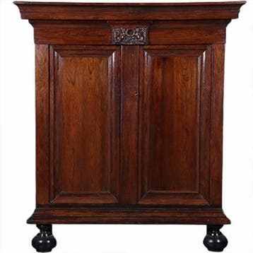 Kleine donker palissander pastoorskast  ca 1700 met cherubij, Ophalen of Verzenden