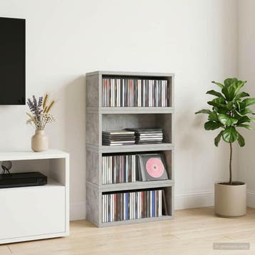 vidaXL CD Opslag Rek 4 st Betongrijs 40 x 17 x 17 cm Bewerkt, Verzenden, Nieuw