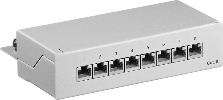CAT 6 mini/desktop patchpaneel, 8-poorts (1 U)-Grijs, Computers en Software, Servers, Nieuw, Ophalen of Verzenden