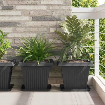 vidaXL Plantenpotten 24 st Zwart Kunststof, Kunststof, Verzenden, Minder dan 60 cm, Nieuw