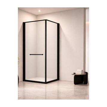 Douchecabine 90x90x200cm Mat Zwart Rook Glas (Douchecabines), Ophalen of Verzenden, Nieuw