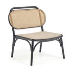 *WOONWINKEL* Kave Home Doriane Retro Webbing Fauteuil Zwart, Verzenden, Nieuw, Hout