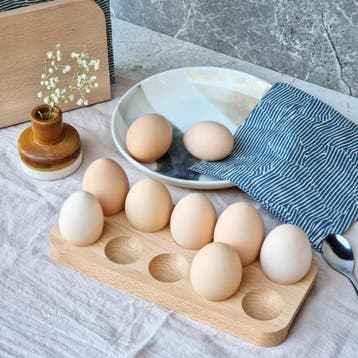 HOCHO Noire eierhouder van massief beukenhout voor 10 eie..., Ophalen of Verzenden, Nieuw