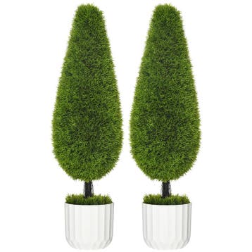 TRUUSK Kunstplant Cipres 2-delige Set - 90 cm - Kunstmatige, Huis en Inrichting, Woonaccessoires | Vazen, Verzenden, Nieuw