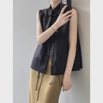Chique Jacquard Vest met Knopen en Opstaande Kraag - Retro S, Verzenden, Nieuw