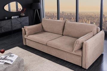 Design slaapbank APARTMENT 215cm taupe corduroy 3-zits bank, Ophalen of Verzenden, Nieuw