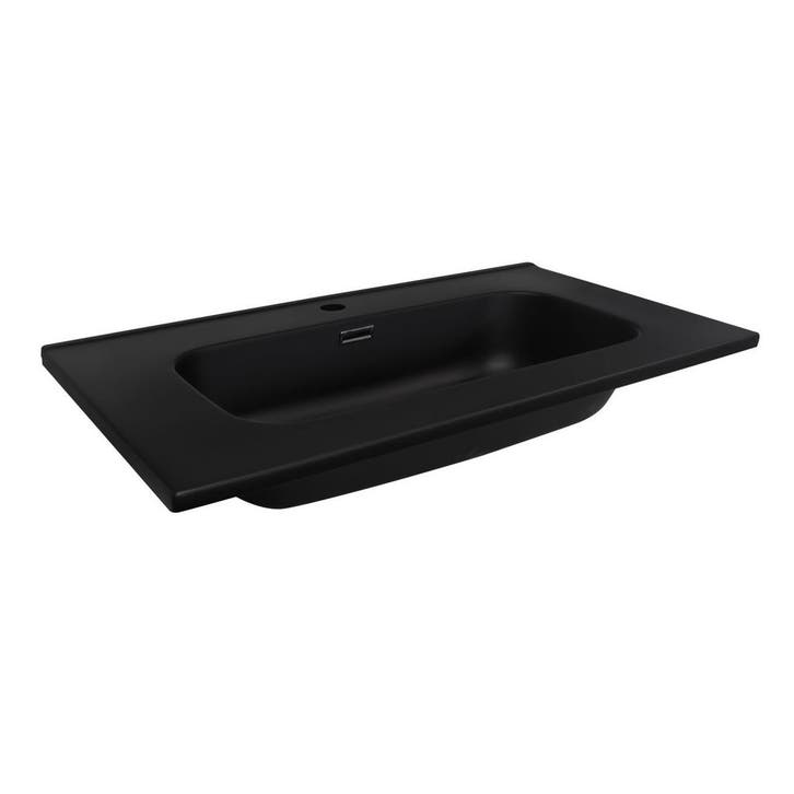 Inbouw Wastafel Aquasplash Retro 46x80 cm Mat Zwart, Doe-het-zelf en Verbouw, Sanitair, Ophalen of Verzenden