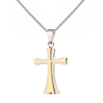 Fako Bijoux - Ketting Met Kruisje Zilver/Goud - Stainless, Sieraden, Tassen en Uiterlijk, Kettingen, Verzenden, Nieuw