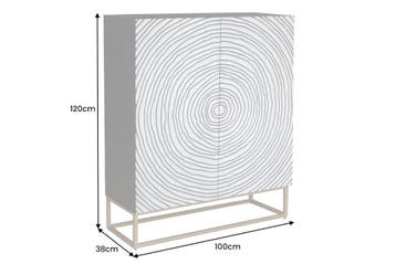 Massief houten hoge kast ZEN CIRCLES 120cm wit zwart, Ophalen of Verzenden, Nieuw