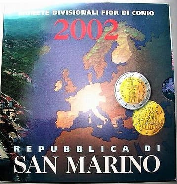 3,88 Euro,munten set 1 Cent-2 Euro 2002 San Marino Republik, Postzegels en Munten, Munten | Europa | Euromunten, Verzenden