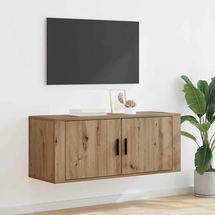 vidaXL Wandgemonteerde TV-kast Artisan Eiken 100 x 34,5 x 40, Huis en Inrichting, Kasten | Televisiemeubels, Nieuw, Minder dan 50 cm
