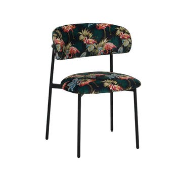 Stoel Ferry | Printed Flamingo | Fluweel | Zwart Metalen, Verzenden, Nieuw in verpakking