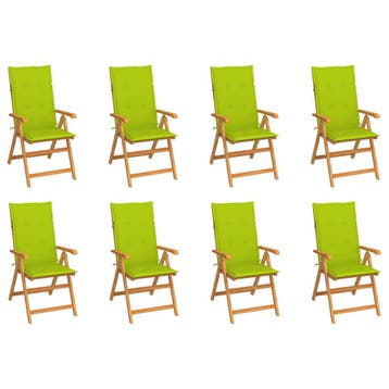 vidaXL Tuinstoelen 8 st verstelbaar met kussens massief, Verzenden, Nieuw, Hout