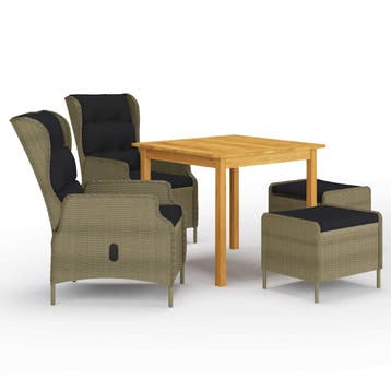 vidaXL 5-delige Tuinset bruin, 4 zitplaatsen, Nieuw, Tuinset, Verzenden
