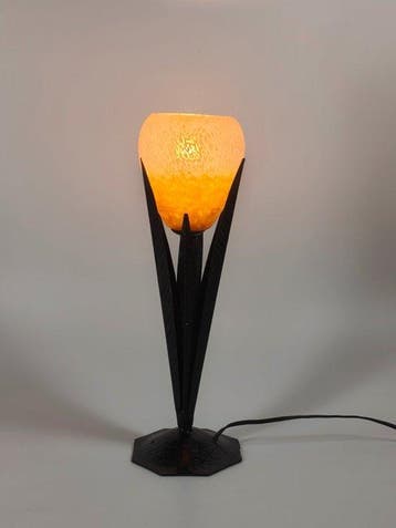 Lamp - Pâte de verre - Sculpturale tafellamp met een voet