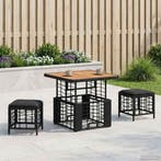 vidaXL Tuin eettafelset 3 pcs Zwart en Grijs Poly Riet en, Verzenden, Nieuw, Rotan, 3 zitplaatsen