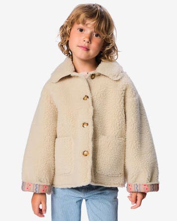 HEMA Kinderjas teddy bloemen ecru, Verzenden, Nieuw