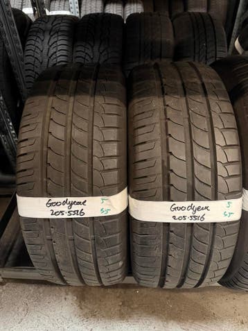 205-55-16 Goodyear Zomerbanden 5mm Incl Montage 205 55 16, Auto-onderdelen, Banden en Velgen, Ophalen, Gebruikt, 16 inch, 205 mm
