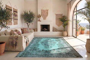 Turkoois vintage - Vloerkleed - 295 cm - 175 cm - met, Huis en Inrichting, Nieuw