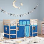 vidaXL Kinderhoogslaper met gordijnen 80x200 cm grenenhout, Eenpersoons, Nieuw, 80 cm, 200 cm