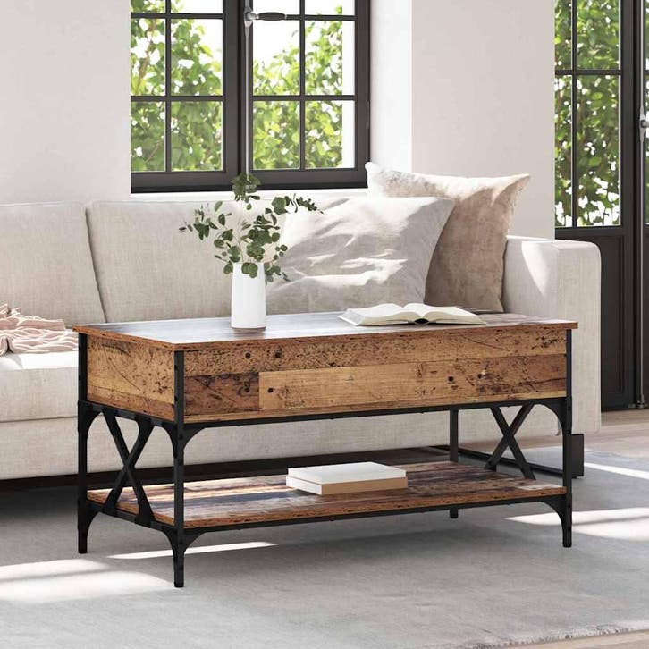 vidaXL Salontafel Oud Hout 100 x 50 x 50 cm Bewerkt hout, Huis en Inrichting, Tafels | Salontafels, Nieuw, 50 tot 100 cm, Overige houtsoorten