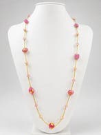 24 karaat - Murano-glas, Geel goud - Halsketting -
