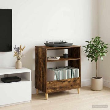 vidaXL Platenspeler Steun Gerookt eiken 71 x 39,5 x 83 cm, Verzenden, Nieuw
