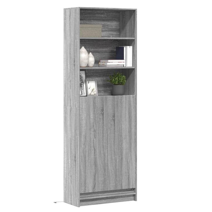 vidaXL buffetkast met LED 69x32,5x200 cm bewerkt hout grijs, Huis en Inrichting, Kasten | Buffetkasten, 50 tot 75 cm, Nieuw, Overige houtsoorten