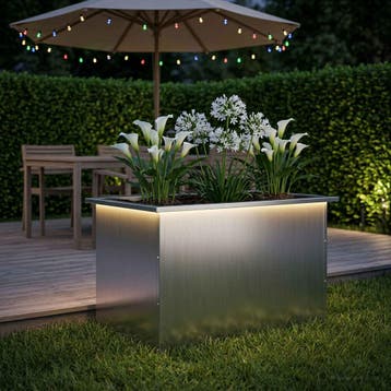 vidaXL Plantenbak met led zilver 50 x 80 x 48 cm, Tuin en Terras, Verzenden, Nieuw, Metaal, 60 tot 100 cm