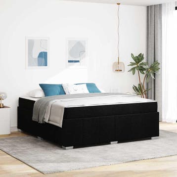 vidaXL Bedframe met matras Zwart 180 x 200 cm Stof, Verzenden, Nieuw, Zwart, Stof