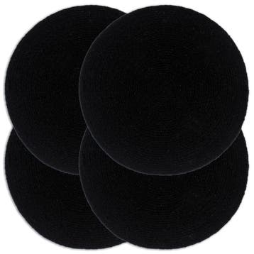 vidaXL Placemats 4 st rond 38 cm katoen effen zwart, Verzenden, Nieuw, Zwart
