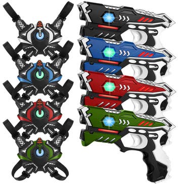 KidsTag lasergame set - 4 laserguns + 4 laser game vesten, Ophalen of Verzenden, Nieuw