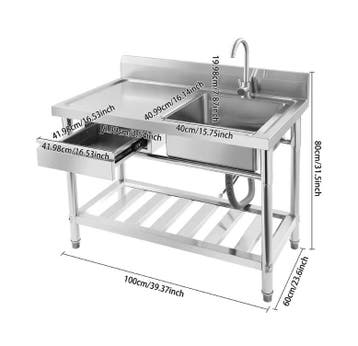 Vrijstaande RVS Spoelbak met Lade – 150 kg Draagvermogen, Verzenden, Nieuw