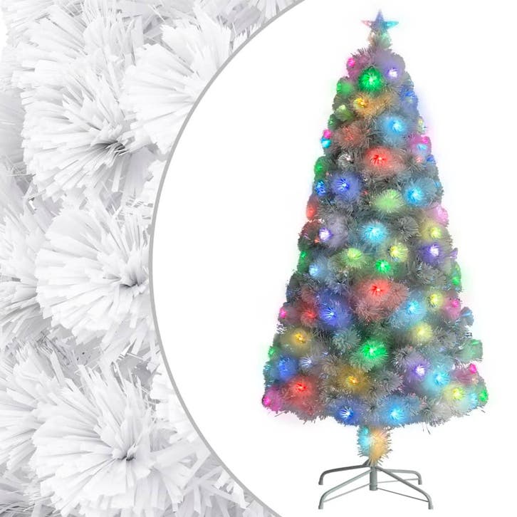 vidaXL Kunstkerstboom met verlichting 120 cm glasvezel wit, Diversen, Kerst, Nieuw, Verzenden