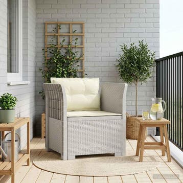 vidaXL Eénpersoons Fauteuil met Kussens Rattan Look PP Wit, Verzenden, Nieuw