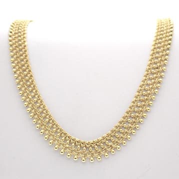 Vintage gouden galeriedraad schakelcollier (Ketting), Ophalen of Verzenden, Gebruikt, Overige kleuren, Goud