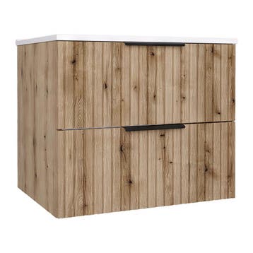 Wastafelonderkast met wastafel Veppenssan 61x47x52 cm eikenk, Verzenden, Nieuw