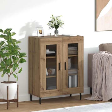 vidaXL Dressoir Artisan Eiken 69,5 x 34 x 90 cm Bewerkt hout, Verzenden, Nieuw, Overige houtsoorten, Minder dan 50 cm