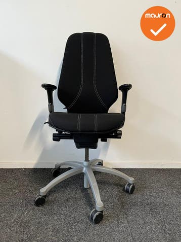 RH Logic 400 - zwarte stoffering met witte stiknaden - Grijs, Werkplek, Ophalen of Verzenden, Gebruikt, Stoel