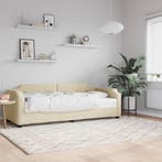 vidaXL Slaapbank met matras 90x200 cm stof crèmekleurig, 90 cm, Eenpersoons, Verzenden, Nieuw
