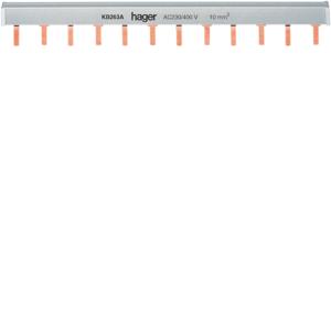 HAGER KB263A RAIL10Q 6X2P STIFT 63A 12MOD, Ophalen of Verzenden, Nieuw, Groepenkast
