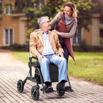 2dekans | Coast 2-in-1 rollator en rolstoel - luchtbanden -, Ophalen of Verzenden, Zo goed als nieuw