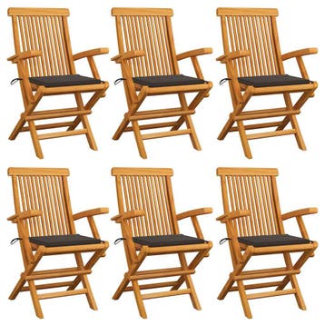 vidaXL Klapstoelen met taupekleurige kussens, 6 stuks,, Verzenden, Nieuw, Teakhout
