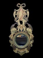 Wandspiegel - Verguld hout - In antiek houtsnijwerk -