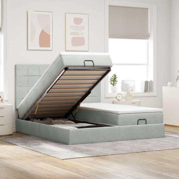 vidaXL Ottoman bed met matrassen 200x200cm fluweel, Verzenden, Overige maten, 200 cm, Nieuw