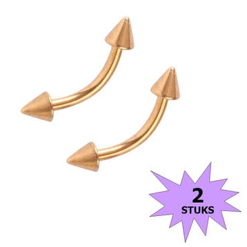 Fako Bijoux - Wenkbrauw Piercing - Spike - 3mm - Goudkleurig, Verzenden, Nieuw